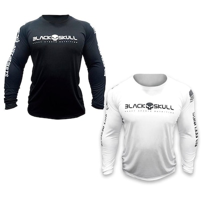 Kit Camiseta Black Skull Manga Longa Caveira - 2 Unidades - Masculina - Foto 1