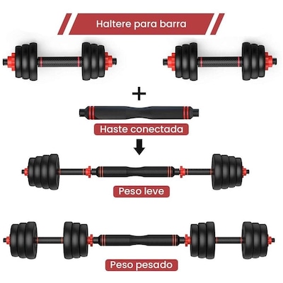 Halteres Ajustável 6 em 1 Peso Musculação Até 40Kg - Foto 3