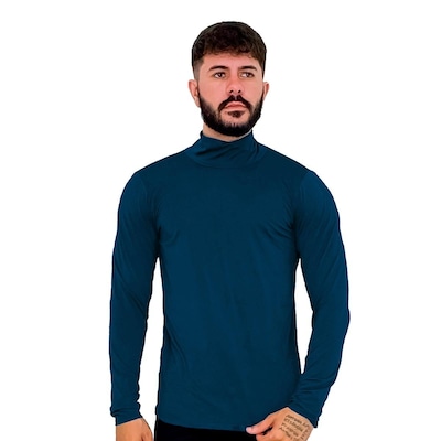 Camisa Térmica Performance Moda Gola Alta Proteção Solar Uv 50+ Blusa Segunda Pele - Masculina - Foto 2