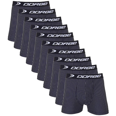 Kit de Cuecas Boxer Dorbe Risca de Giz Microfibra - 10 Unidades - Adulto - Foto 1
