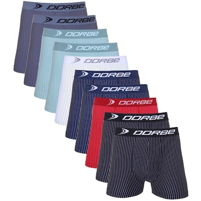 Kit de Cuecas Boxer Dorbe Risca de Giz Microfibra - 10 Unidades - Adulto - Foto 1