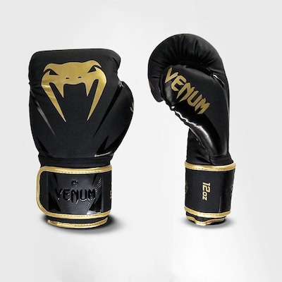 Kit Boxe Muay Thai Venum Luvas + 2m Bandagem + Bucal New Impact Evo Gold - Foto 2