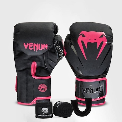 Kit Boxe Muay Thai Venum Luvas + 2m Bandagem + Bucal New Impact Evo - Foto 1