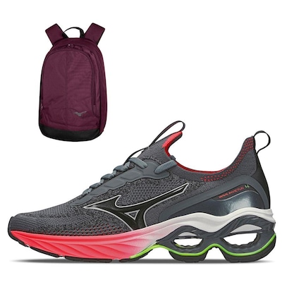 Tênis Mizuno Wave Invictus 4 + Mochila Fun New - Unissex - Foto 1
