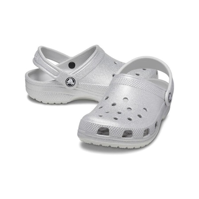 Sandália Crocs Classic Clog Glitter Silver Glitter - Infantil - Foto 4