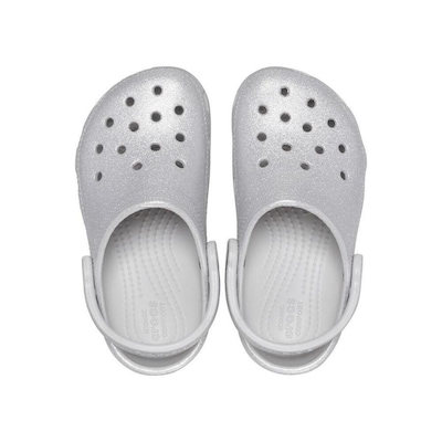 Sandália Crocs Classic Clog Glitter Silver Glitter - Infantil - Foto 5