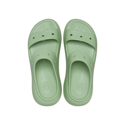 Sandália Crocs Classic Crush Platform Sandal Fair Green - Feminina - Foto 5