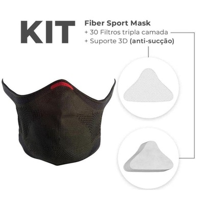 Kit Máscara Fiber: 1 Máscara + 30 Filtros + 1 Suporte Knit Sport - Adulto - Foto 1