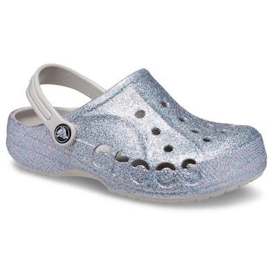 Sandália Crocs Baya Glitter Clog Silver - Unissex - Foto 2