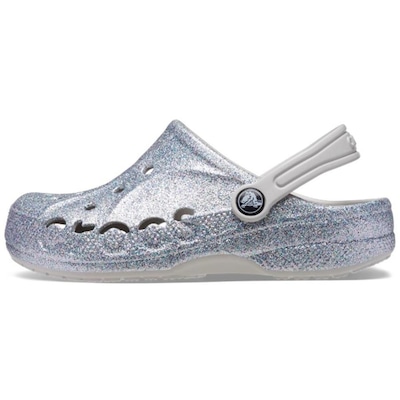 Sandália Crocs Baya Glitter Clog Silver - Unissex - Foto 3