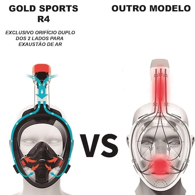 Mascara Subaquática de De Mergulho Gold Sports Full Face R4 com Snorkel - Foto 4