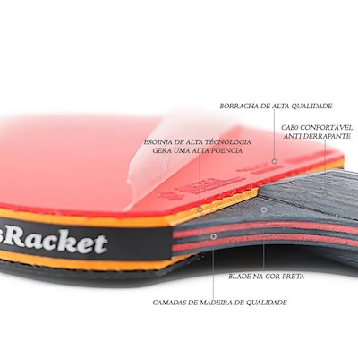 Kit Tênis de Mesa Gold Sports Boli 6.0 Series - 2 Raquetes 6 Star Profissional + 1 Mesh Bag - Foto 3