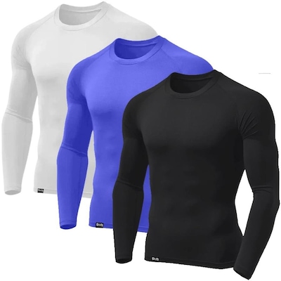 Kit 3 Camisetas Slim Fitness Tecido Gelado Proteção UV Raios Solares - Masculina - Foto 2
