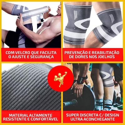 Joelheira Elástica Gold Sports Confot Plus com Tiras Compressão - Foto 4