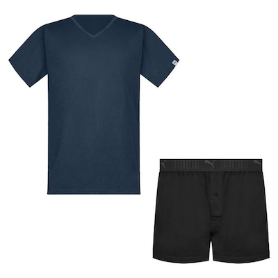 Pijama Puma Camiseta + Samba Canção - Masculino - Foto 1