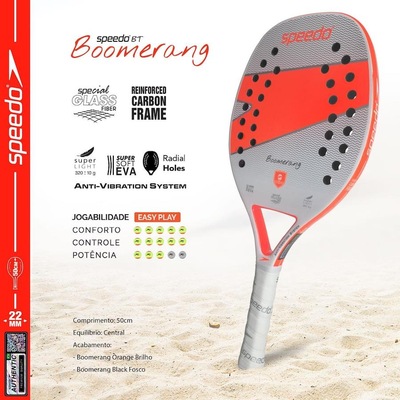 Raquete Beach Tennis Boomerang Glass Fiber + Beach Bag Speedo - Foto 2