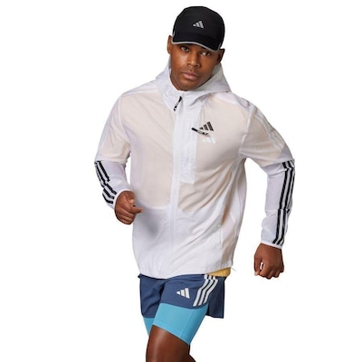 Jaqueta com Capuz adidas Own The Run 3 Stripes - Masculina - Foto 2