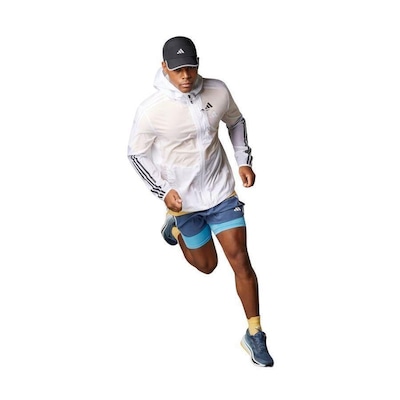 Jaqueta com Capuz adidas Own The Run 3 Stripes - Masculina - Foto 4