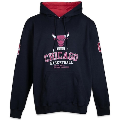 Blusão De Moletom New Era Com Capuz Plus Size Canguru Fechado Chicago Bulls - Masculino - Foto 1