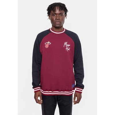 Blusão De Moletom Sem Capuz NBA Old Logo Bordo Cabernet - Masculino - Foto 3