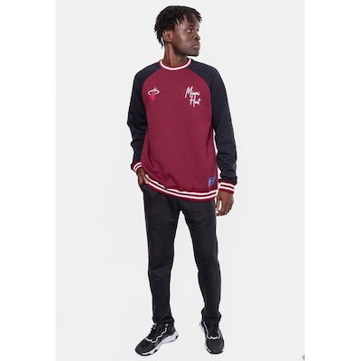 Blusão De Moletom Sem Capuz NBA Old Logo Bordo Cabernet - Masculino - Foto 4