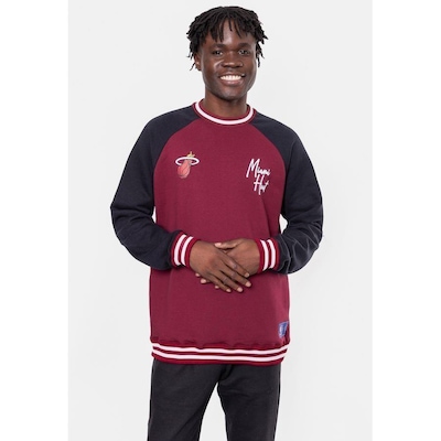Blusão De Moletom Sem Capuz NBA Old Logo Bordo Cabernet - Masculino - Foto 1