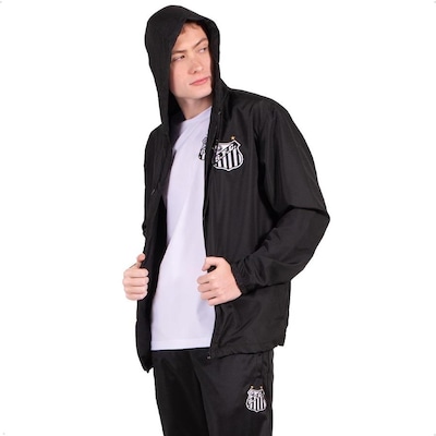 Jaqueta Corta Vento Santos Oficial com Capuz Surf Center Masculina - Foto 5