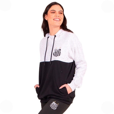 Blusão de Moletom Feminino Canguru Fechado Santos Oficial com Capuz Surf Center Feminino - Foto 4