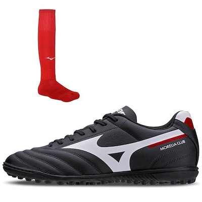 Kit Chuteira Society Mizuno Morélia Club As + Meião de Futebol - Adulto - Foto 1