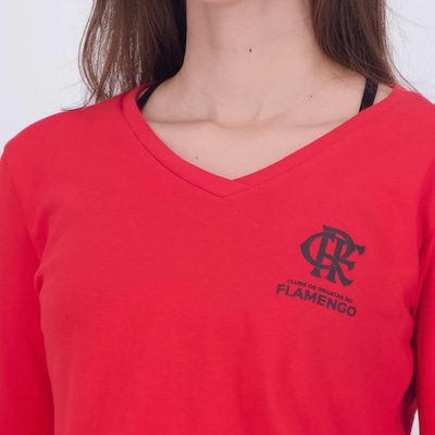 Blusa Cropped Manga Longa do Flamengo Braziline Heath - Feminina - Foto 4