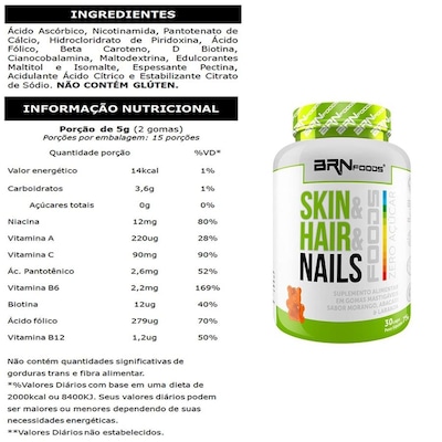Multivitamínico Brn Foods Skin Hair Nails - Sortido - 30 Cápsulas - Foto 2