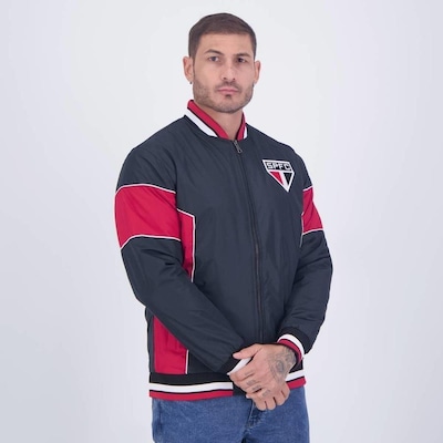 Jaqueta São Paulo Bomber Preta E Vermelha - Foto 2