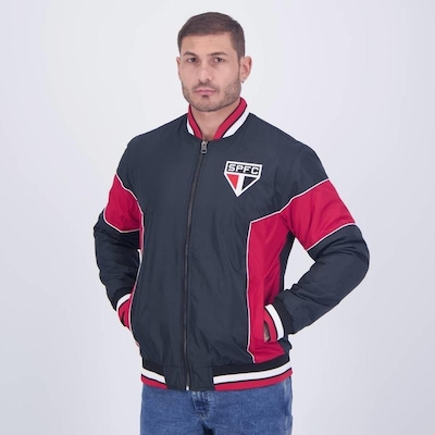 Jaqueta São Paulo Bomber Preta E Vermelha - Foto 3