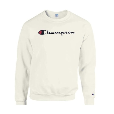 Blusão de Moletom sem Capuz Champion Felpado Gola Careca Fleece Script - Masculino - Foto 1