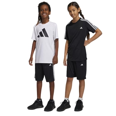 Shorts adidas Aeroready Essential 3 Stripes - Infantil - Foto 4
