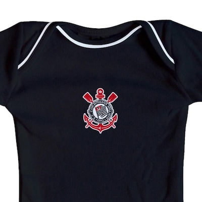 Body do Corinthians Preto Torcida Baby Oficial - Infantil - Foto 2