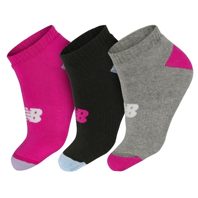 Kit Meias Cano Curto New Balance Lifestyle com 3 Pares - 29 a 32 - Infantil - Foto 1