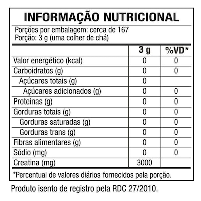 Creatine - Creatina Monohidratada - Refil 500G - Caveira Preta - Foto 2