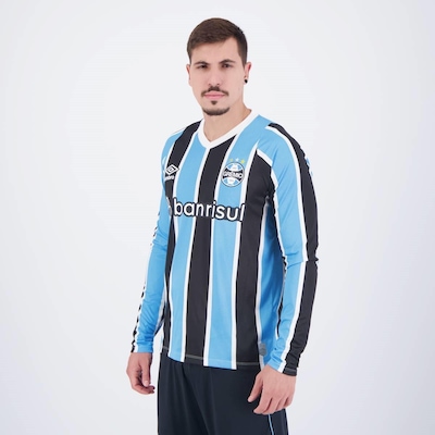 Camisa Umbro Grêmio I 2024 Manga Longa - Masculina - Foto 3