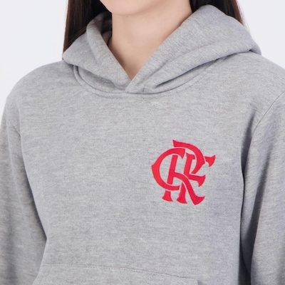 Blusa Moletom com Capuz Flamengo Freedom Feminina Mescla Cinza - Foto 5