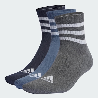 Kit Meias Cano Médio adidas Cushioned Três Listras Sportswear com 3 Pares - Adulto - Foto 2