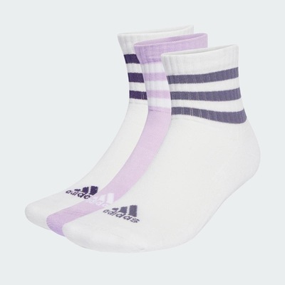 Kit Meias Cano Médio adidas Cushioned Três Listras Sportswear com 3 Pares - Adulto - Foto 3