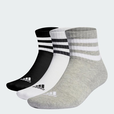 Kit Meias Cano Médio adidas Cushioned Três Listras Sportswear com 3 Pares - Adulto - Foto 2