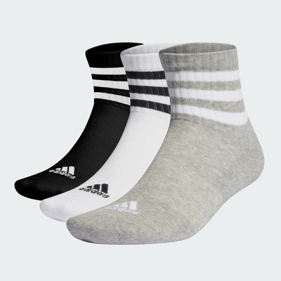 Kit Meias Cano Médio adidas Cushioned Três Listras Sportswear com 3 Pares - Adulto - Foto 3