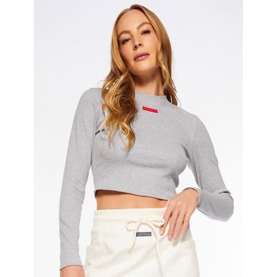 Blusa Cropped Bodyforsure Manga Longa Unique - Feminina - Foto 3