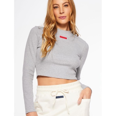 Blusa Cropped Bodyforsure Manga Longa Unique - Feminina - Foto 1
