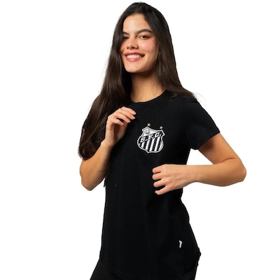 Camiseta Baby Look Santos Oficial Escudo Surf Center - Feminina - Foto 1