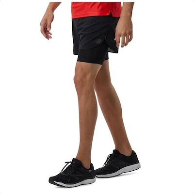 Bermuda New Balance Q Speed Duplo 5 - Masculino - Foto 1