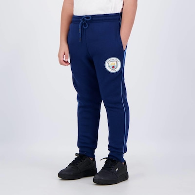 Calça Moletom Manchester City Juvenil Marinho - Foto 3