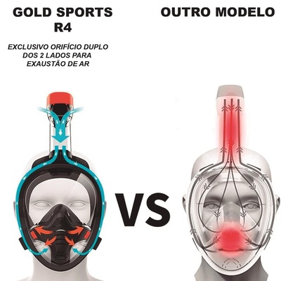 Mascara Subaquática De Mergulho Gold Sports Full Face R4 Com Snorkel - Foto 5